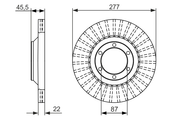 BOSCH Bremseskive 0986479702 ventileret 277mm 22mm for HYUNDAI