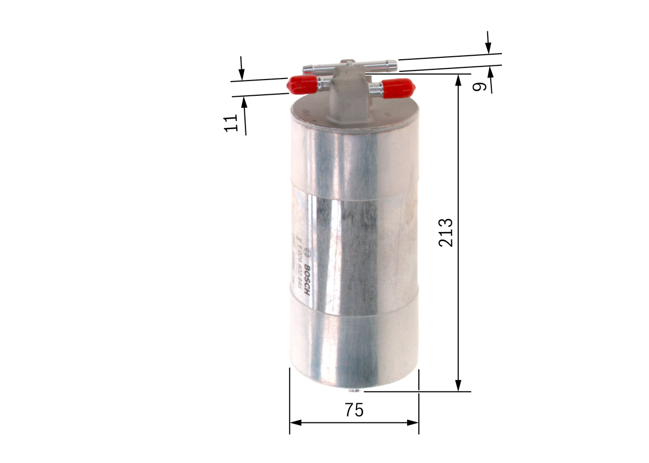 BOSCH Brændstof-filter f026402845 Lednings 213mm for AUDI