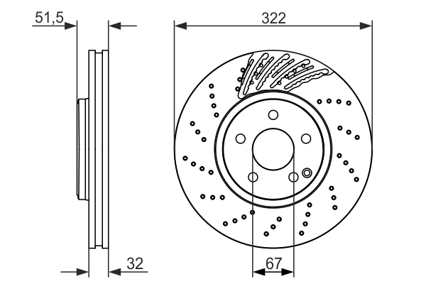 BOSCH Bremseskive 0986479720 ventileret 322mm 32mm for MERCEDES-BENZ