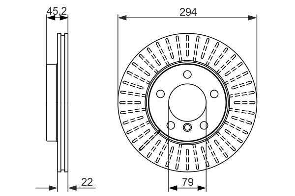 BOSCH Bremseskive 0986479725 ventileret 293,6mm 22,2mm for BMW