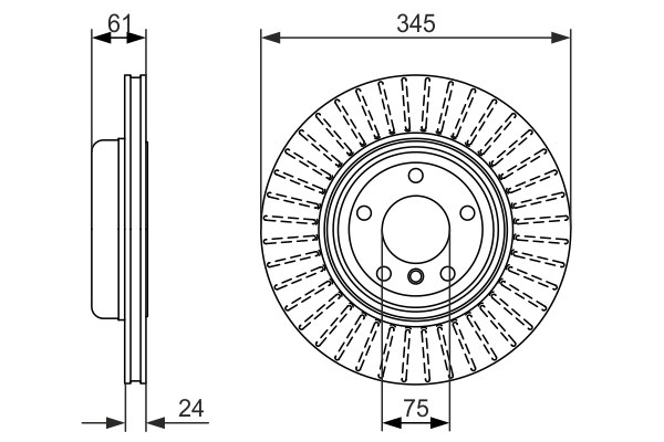 BOSCH Bremseskive 0986479729 ventileret 345mm 24mm for BMW