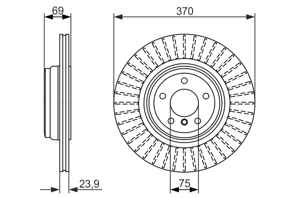 BOSCH Bremseskive 0986479730 ventileret 370mm 24mm for BMW