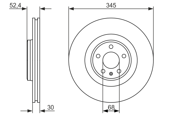 BOSCH Bremseskive 0986479747 ventileret 345mm 30mm for VW PORSCHE
