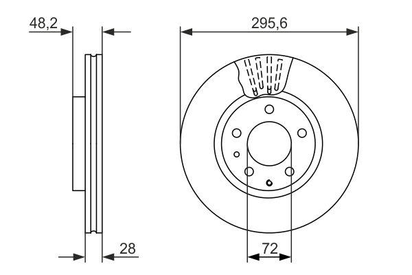 BOSCH Bremseskive 0986479758 ventileret 296mm 28mm for MAZDA