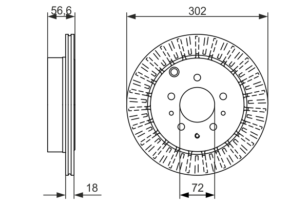 BOSCH Bremseskive 0986479757 ventileret 302mm 18mm for MAZDA