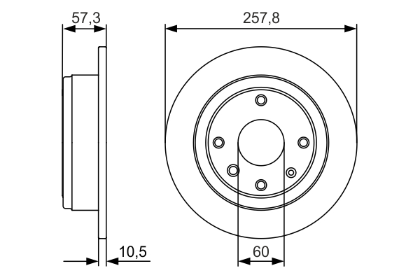 BOSCH Bremseskive 0986479985 fuld 258mm 10mm for DAEWOO