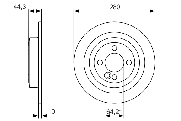 BOSCH Bremseskive 0986479a08 fuld 280mm 10mm for BMW