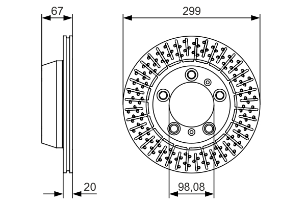 BOSCH Bremseskive 0986479a09 ventileret 299mm 20mm for PORSCHE