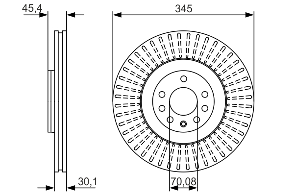 BOSCH Bremseskive 0986479a24 ventileret 345mm 30mm for CHEVROLET