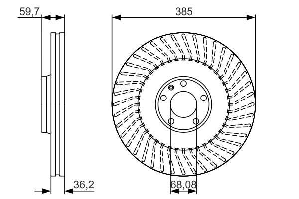 BOSCH Bremseskive 0986479a31 ventileret 385mm 36mm for VW