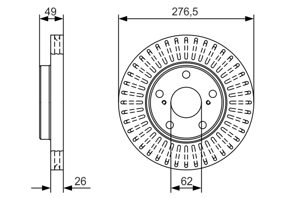 BOSCH Bremseskive 0986479a62 ventileret 277mm 26mm for TOYOTA