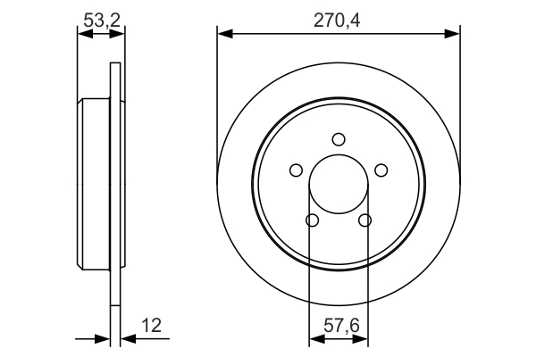 BOSCH Bremseskive 0986479a80 fuld 270mm 12mm for CHRYSLER DODGE