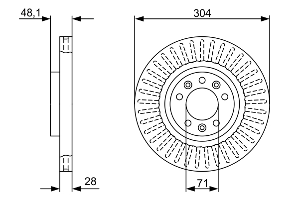 BOSCH Bremseskive 0986479a89 ventileret 304mm 28mm for VAUXHALL IVECO PEUGEOT TOYOTA