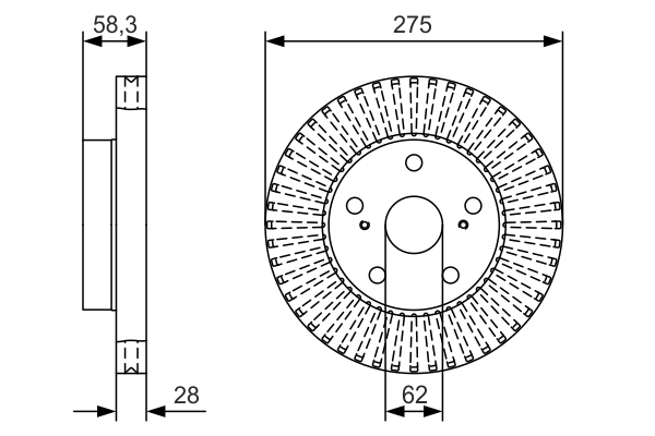 BOSCH Bremseskive 0986479a97 ventileret 275mm 28mm for TOYOTA LEXUS