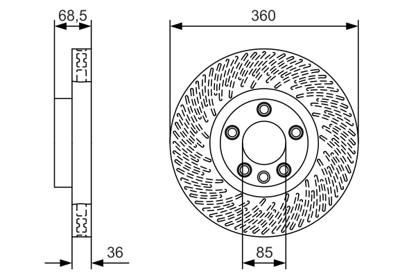 BOSCH Bremseskive 0986479b12 ventileret 360mm 36mm for PORSCHE VW