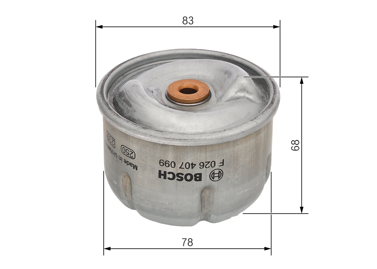 BOSCH Oliefilter F 026 407 099 Centrifuge height_mm_209|Højde [mm]|62 outer_diameter_mm_497|Yderdiameter [mm]|82,6 quantity_563|Mængde|1 diameter_mm_2