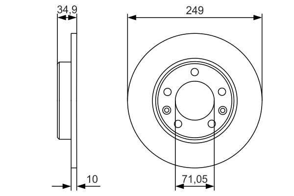 BOSCH Bremseskive 0986479c23 fuld 249mm 10mm for PEUGEOT