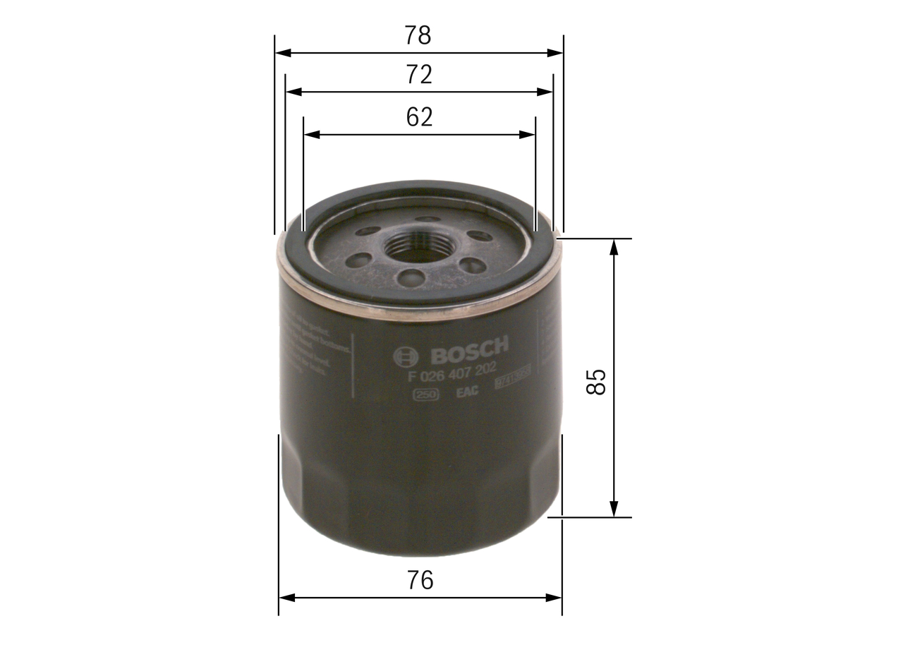 BOSCH Oliefilter f026407202 Påskruet 93mm M 20 x 1,5 for PORSCHE VW