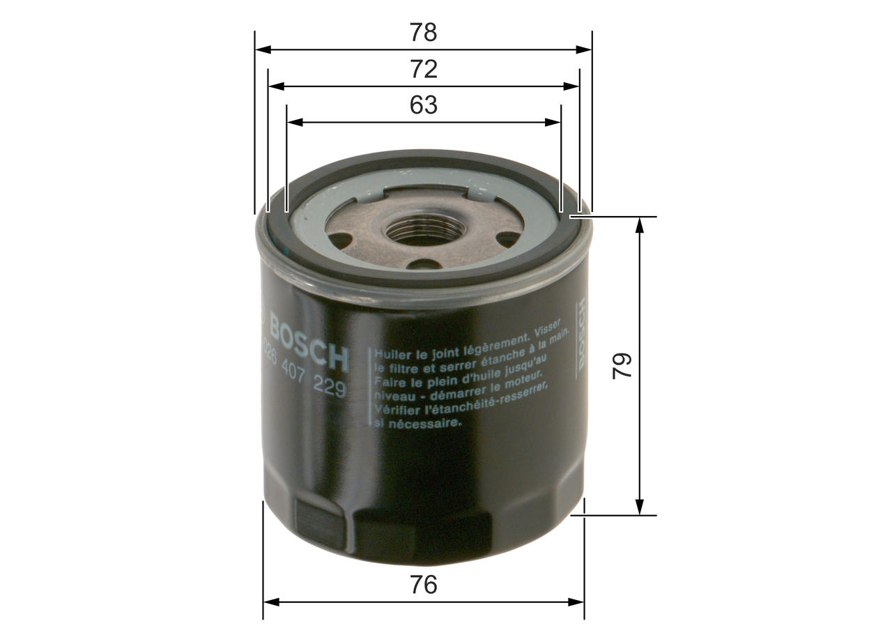 BOSCH Oliefilter f026407229 Påskruet 79mm 3/4 16 UNF for JEEP LANCIA CHRYSLER