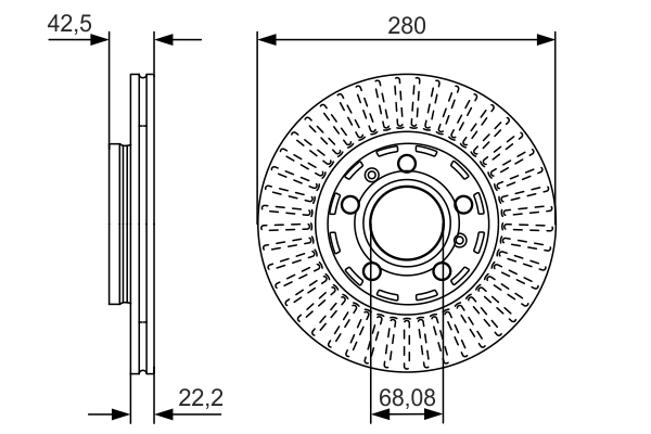 BOSCH Bremseskive 0986479c89 indvendig ventileret 280mm 22mm for VW