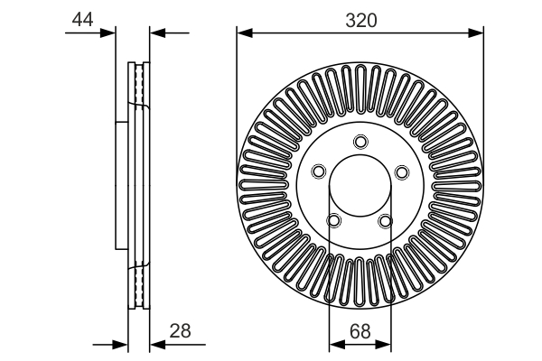 BOSCH Bremseskive 0986479d19 ventileret 320mm 28mm for RENAULT
