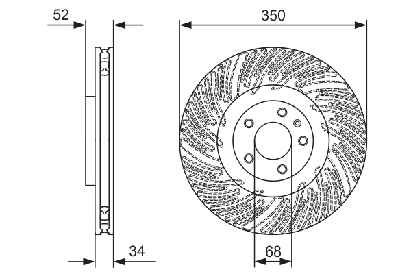 BOSCH Bremseskive 0986479d26 ventileret 350mm 34mm for PORSCHE