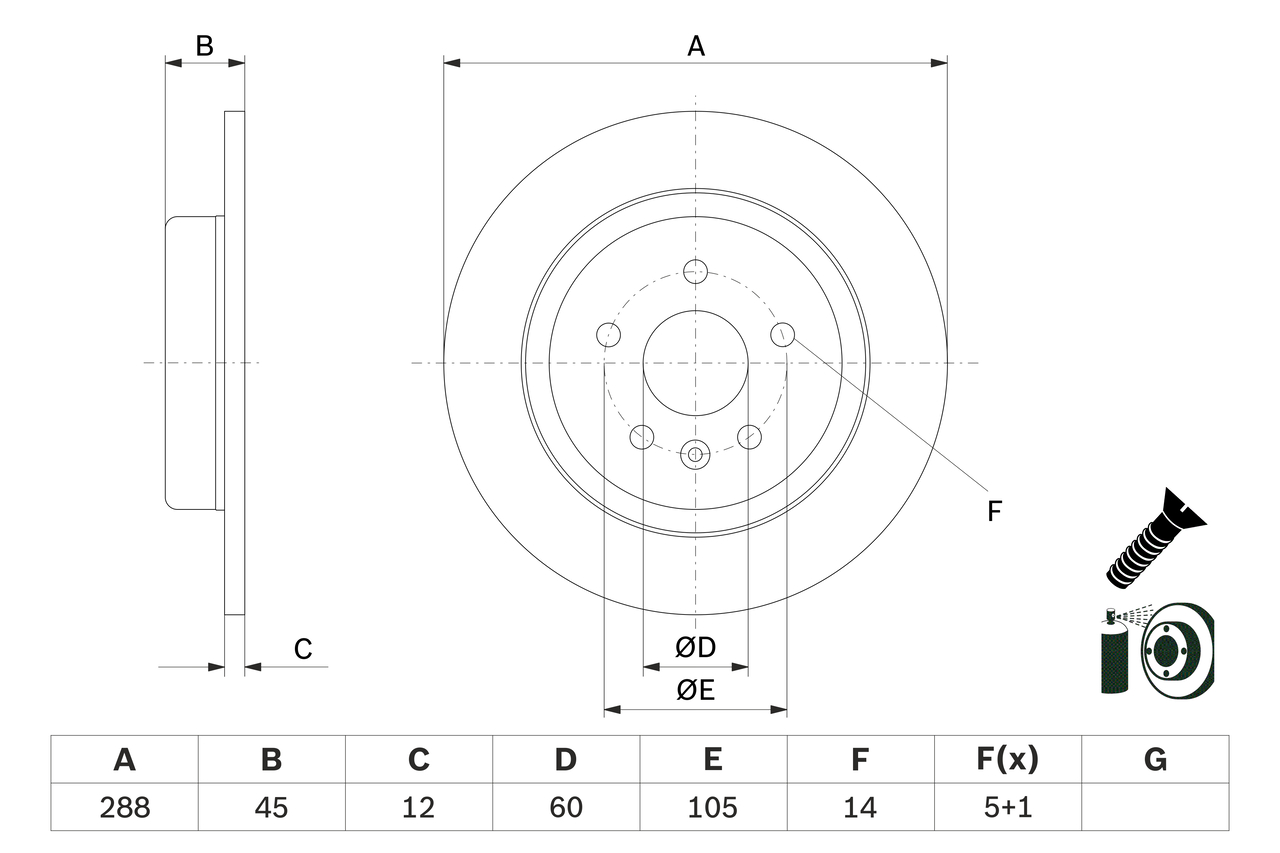 BOSCH Bremseskive 0986479d90 fuld 288mm 12mm for OPEL VAUXHALL