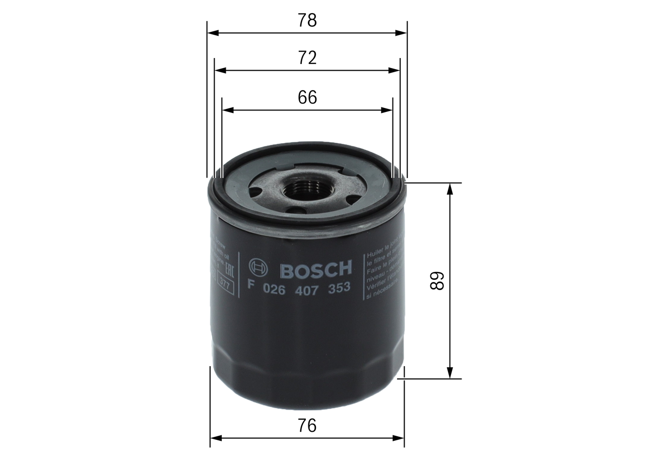 BOSCH Oliefilter f026407353 Påskruet 89mm M 20 x 1,5 for DAF VAUXHALL LANCIA PEUGEOT CITROËN RENAULT SUZUKI TOYOTA