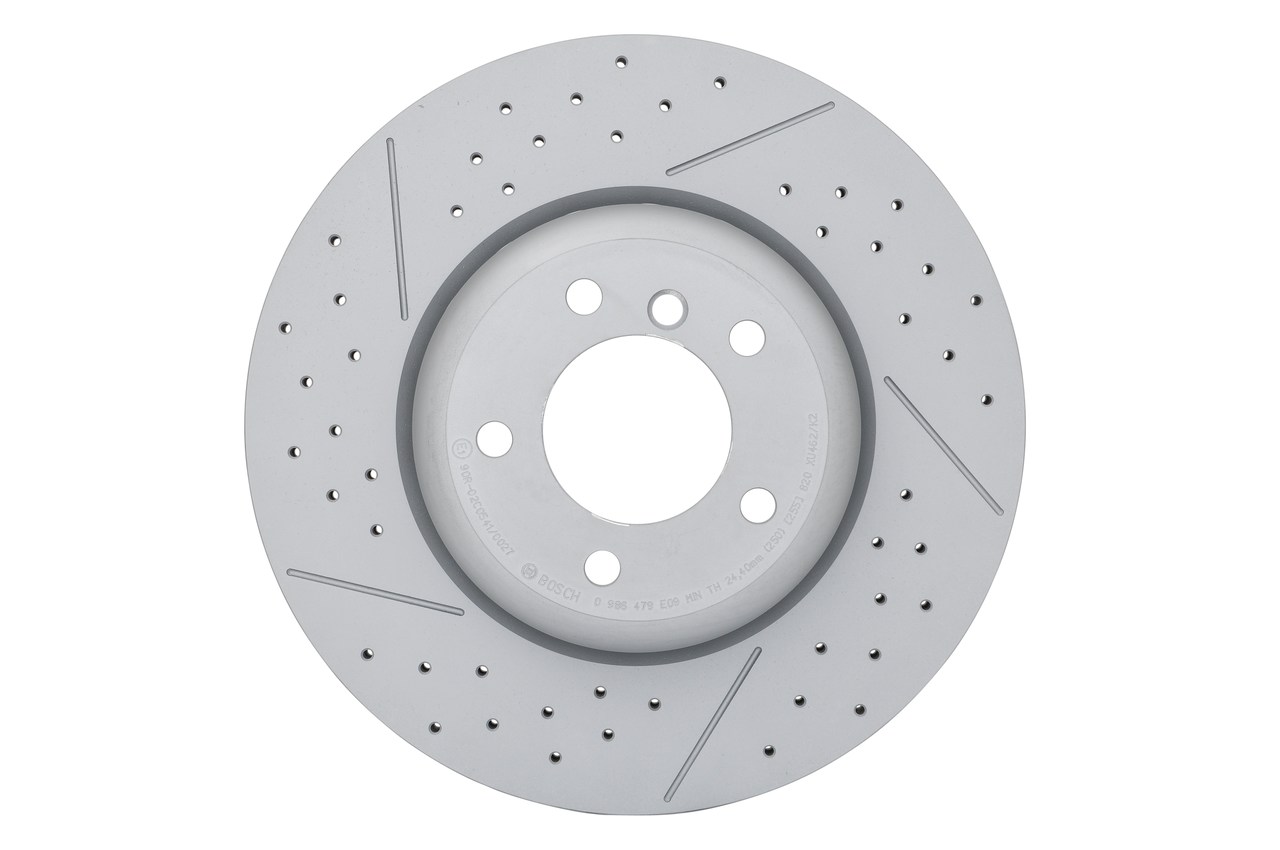 BOSCH Bremseskive 0 986 479 E09 lukket/perforeret 338mm 26mm for BMW