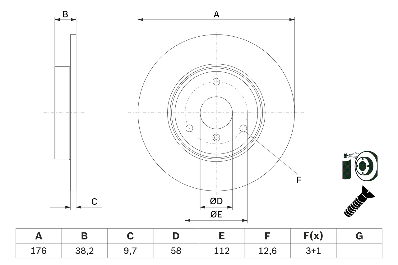 BOSCH Bremseskive 0986479e74 fuld 280mm 9,7mm for SMART MERCEDES-BENZ