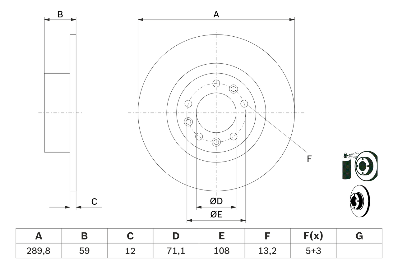 BOSCH 0986479f08 fuld 289,8mm 12mm for PEUGEOT