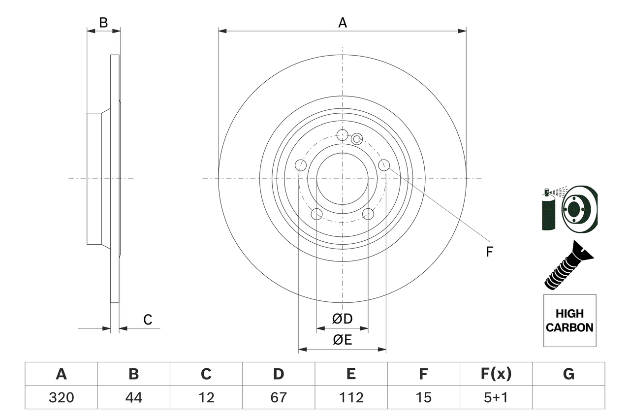BOSCH Bremseskive 0986479f13 fuld 320mm 12mm for MERCEDES-BENZ