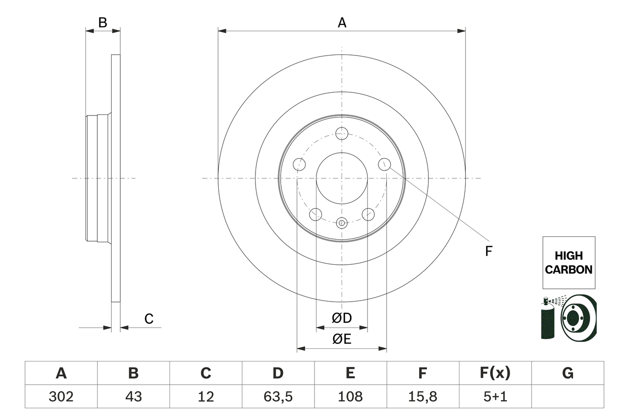 BOSCH Bremseskive 0986479f31 fuld 302mm 12mm for VOLVO