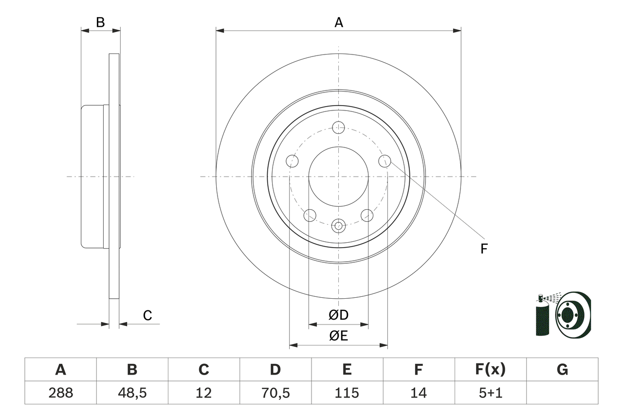 BOSCH Bremseskive 0986479f83 fuld 288mm 12mm for VAUXHALL