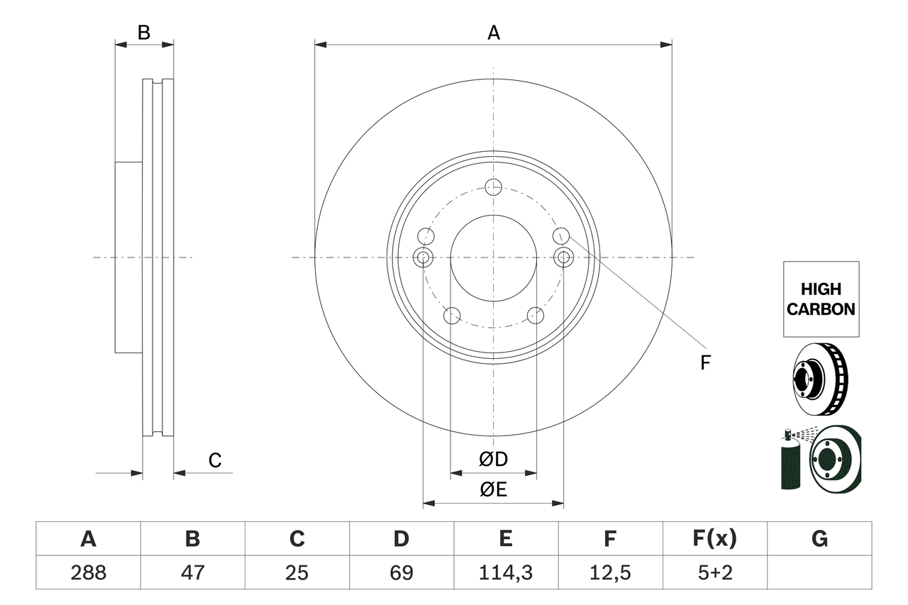 BOSCH Bremseskive 0 986 479 G24 ventileret 288mm 25mm for KIA