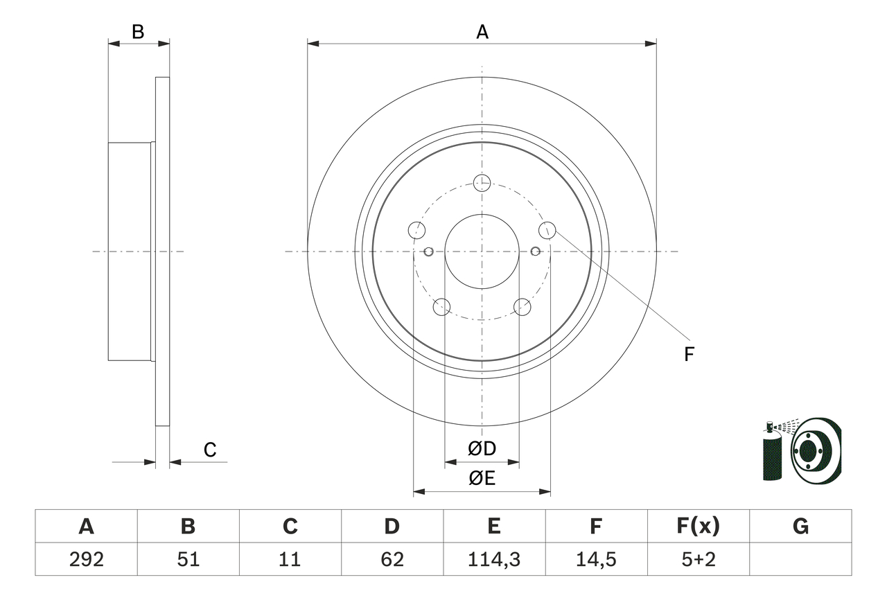 BOSCH Bremseskive 0986479h27 fuld 292mm 11mm for LEXUS
