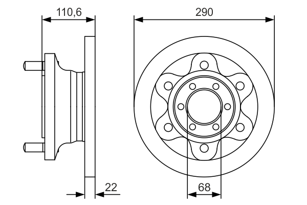 BOSCH Bremseskive 0986479s95 fuld 290mm 22mm for IVECO