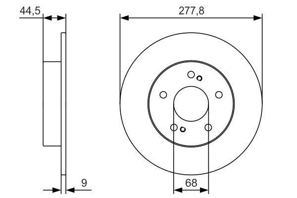 BOSCH Bremseskive 0986479t86 fuld 277,8mm 9mm for NISSAN