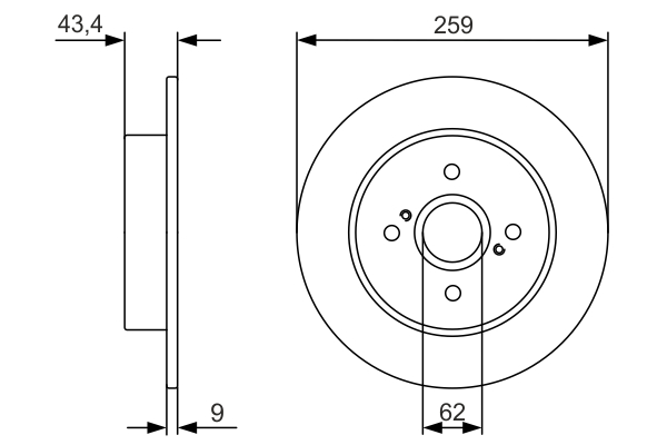 BOSCH Bremseskive 0986479v07 fuld 259mm 9mm for SUZUKI