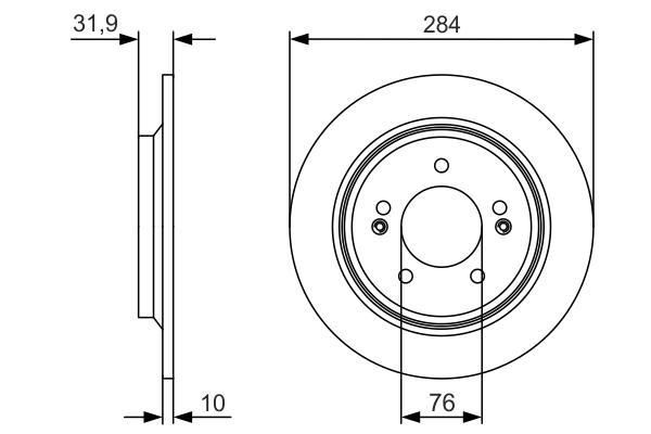 BOSCH Bremseskive 0986479v09 fuld 284mm 10mm for KIA