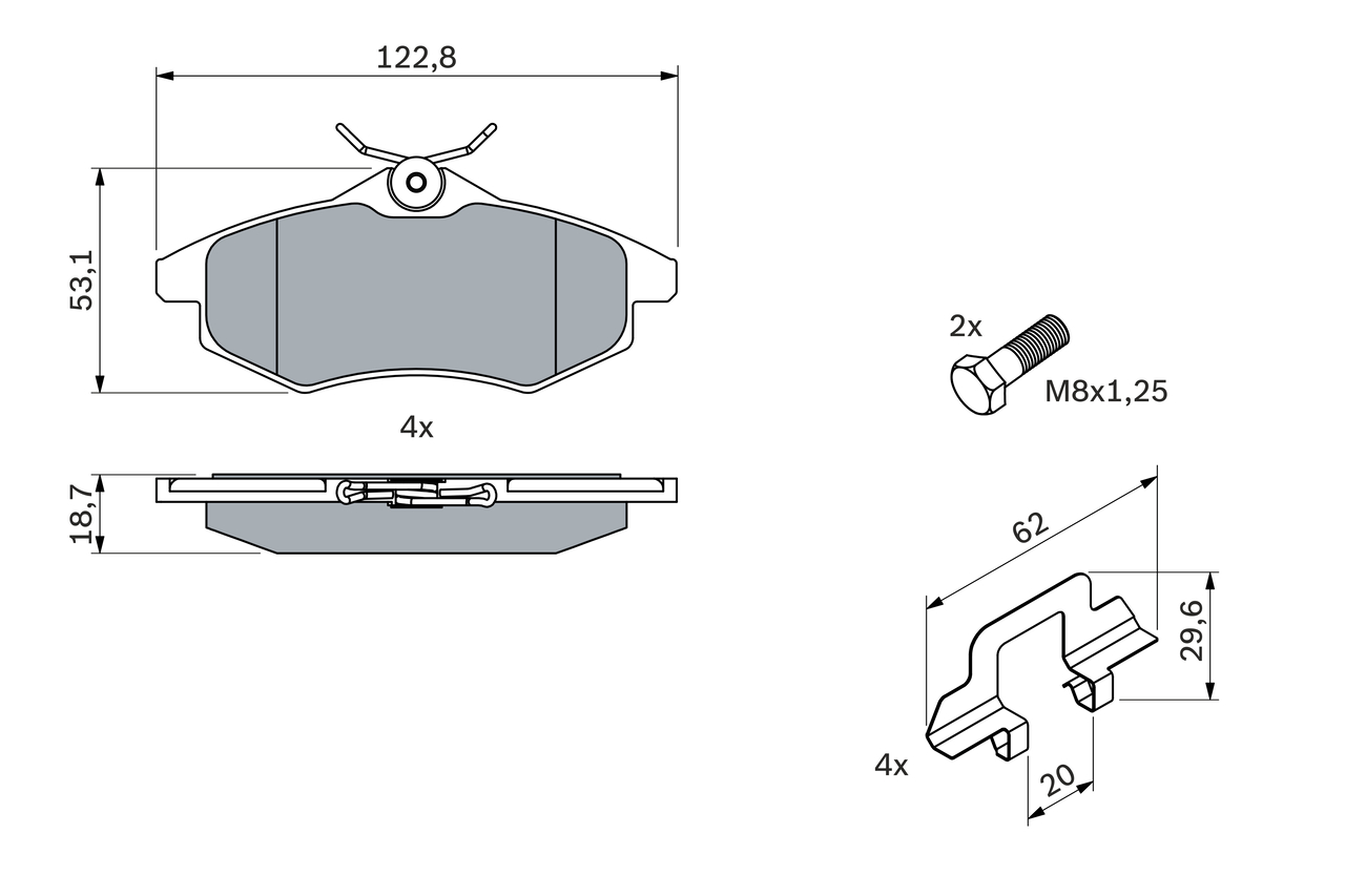 BOSCH Bremseklodser 0986494262 for PEUGEOT VOLVO CITROËN