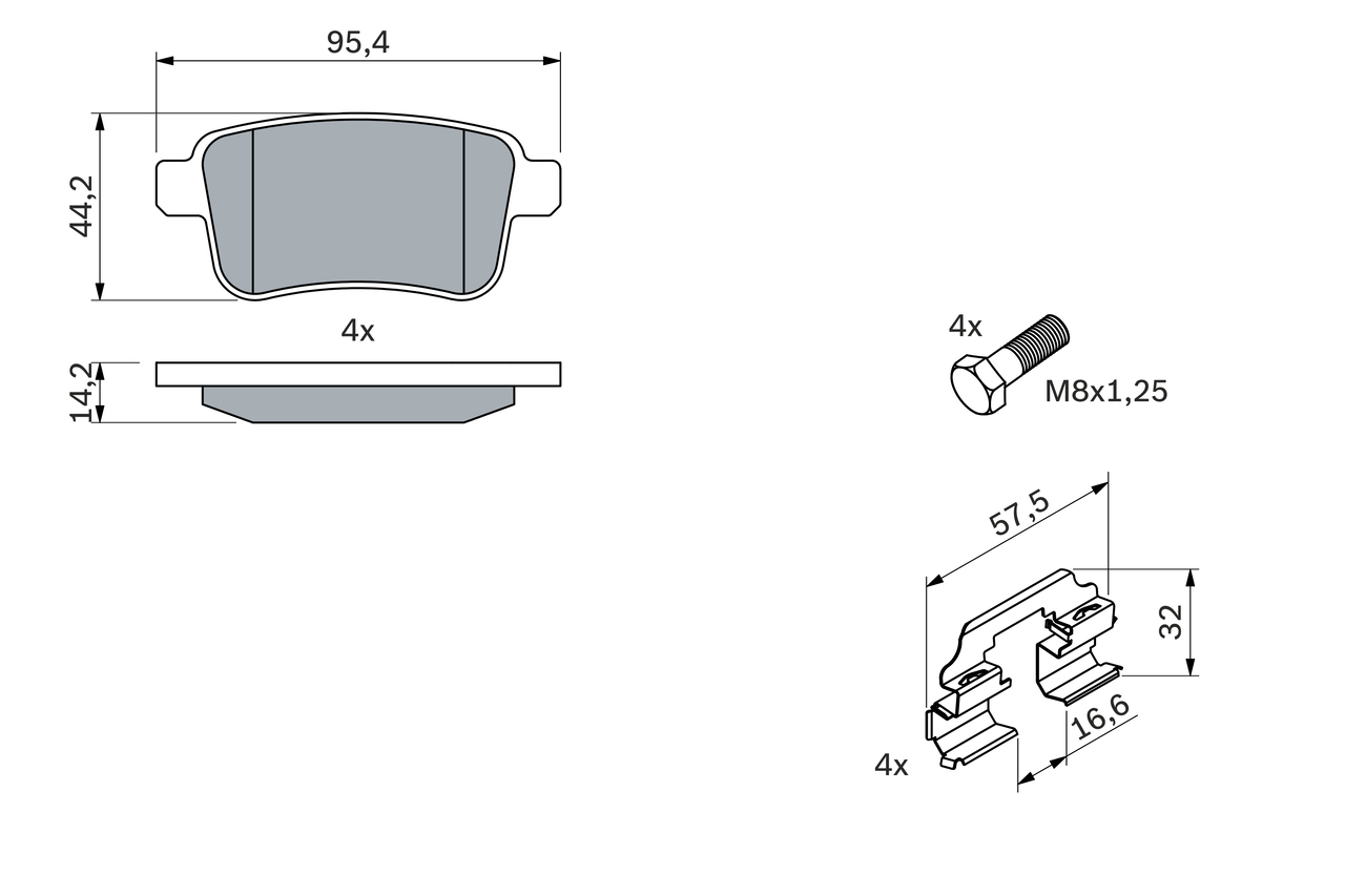 BOSCH Bremseklodser 0986494331 for MERCEDES-BENZ DACIA RENAULT