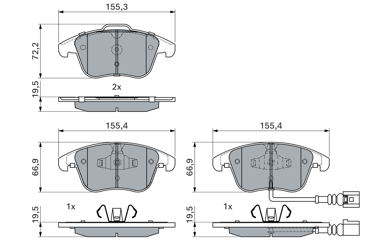 BOSCH Bremseklodser 0986494372 for VW AUDI
