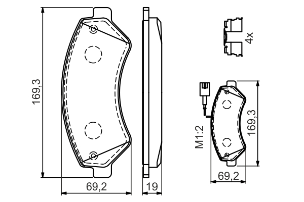BOSCH Bremseklodser 0986494589 for PEUGEOT LANCIA