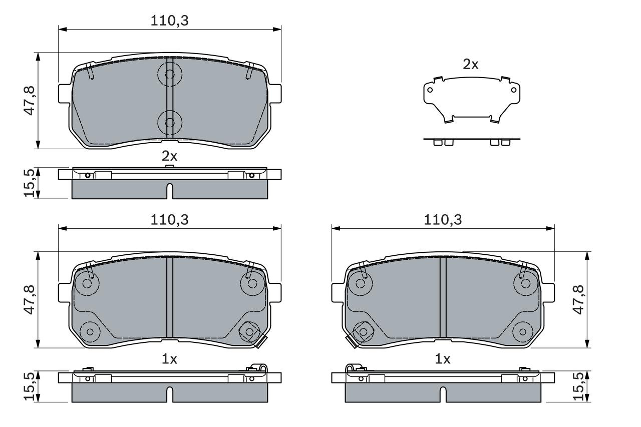 BOSCH Bremseklodser 0986494971 for KIA