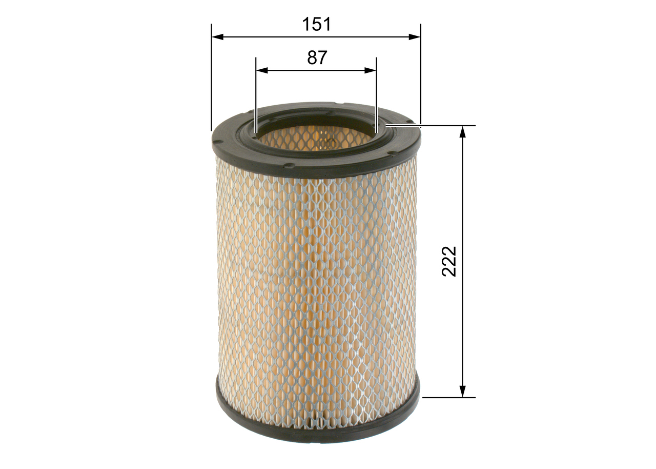 BOSCH Luftfilter 1457429056 Filterindsats diameter_1_mm_341|Diameter 1 [mm]|87 diameter_2_mm_342|Diameter 2 [mm]|151 height_mm_209|Højde [mm]|222 222m