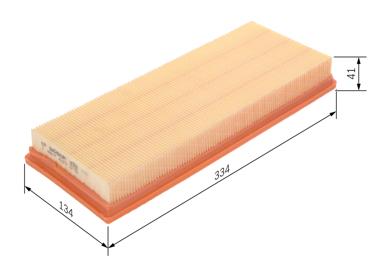BOSCH Luftfilter 1 457 429 076 Filterindsats length_mm_203|Længde [mm]|334 width_mm_206|Bredde [mm]|134 height_mm_209|Højde [mm]|41 quantity_563|Mængd
