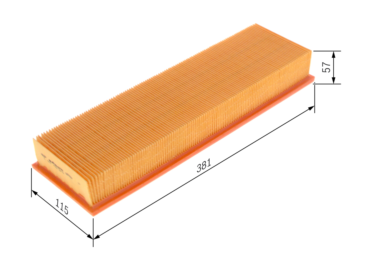 BOSCH Luftfilter 1 457 429 079 Filterindsats length_mm_203|Længde [mm]|381 width_mm_206|Bredde [mm]|115 height_mm_209|Højde [mm]|58 quantity_563|Mængd