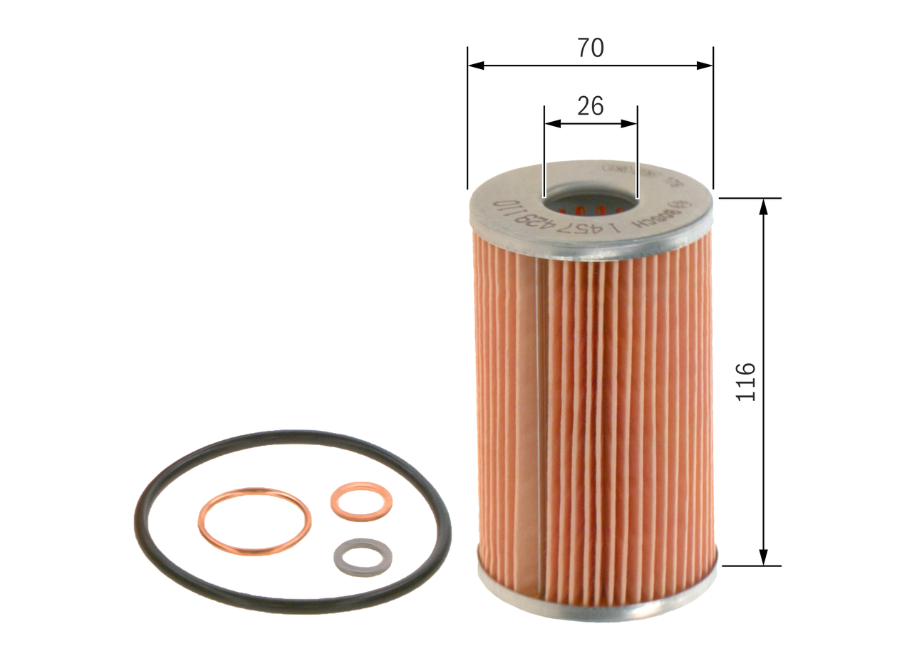 BOSCH Oliefilter 1 457 429 113 Filterindsats supplementary_articlesupplementary_info_596|Tillægsartikel/Yderligere info.|med pakning height_mm_209|Høj