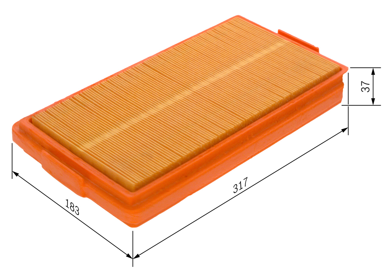 BOSCH Luftfilter 1457429928 Filterindsats length_mm_203|Længde [mm]|320 width_mm_206|Bredde [mm]|183 height_mm_209|Højde [mm]|38 quantity_563|Mængde|1